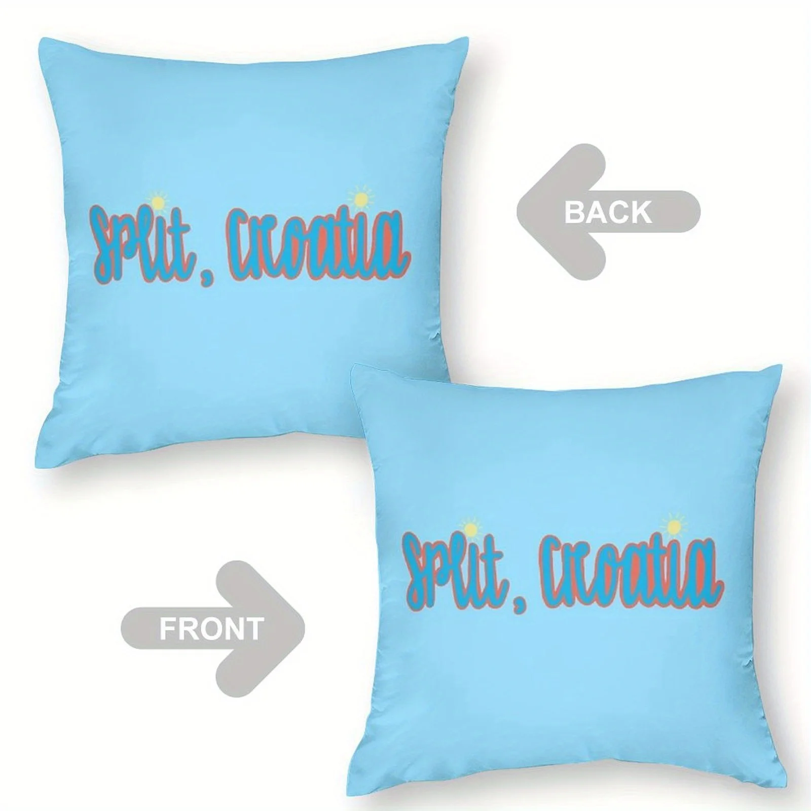 Croatia-Themed Pillow Cover Croatian Lettering National Design Ultra-Soft Plush Invisible Zipper Machine Washable