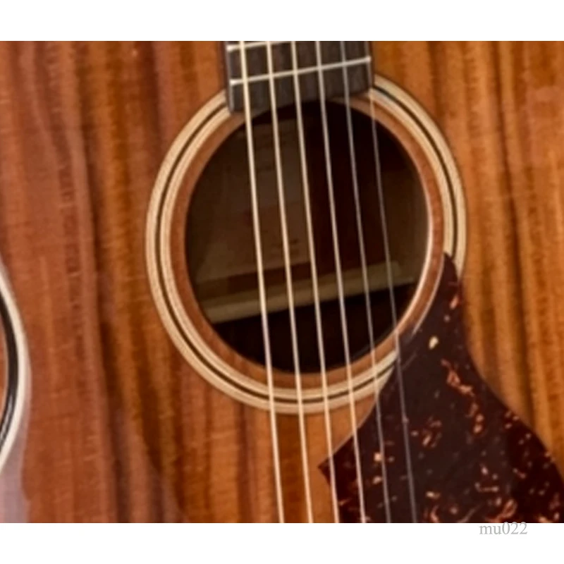 6 string folk acoustic guitar, single cutaway shape, rich reddish mahogany finish, ebony fretboard