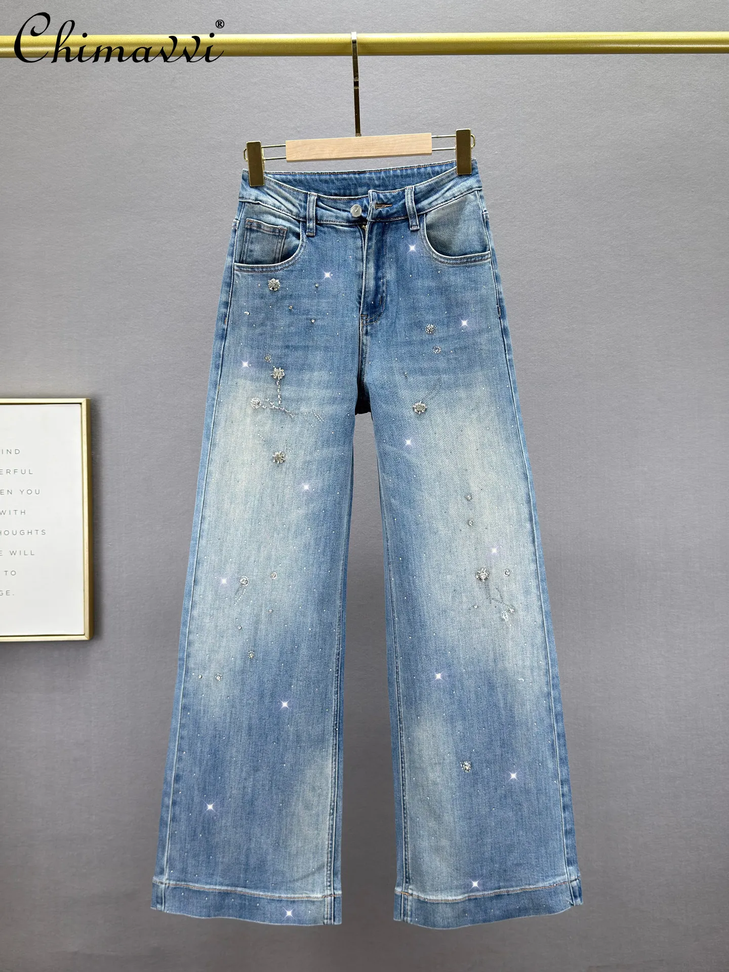 

Джинсы женские свободного кроя Heavy Industry Hot Diamond, новинка весны, с высокой талией, визуально стройнящие, в стиле ретро, с эффектом потертости, модель Moppants