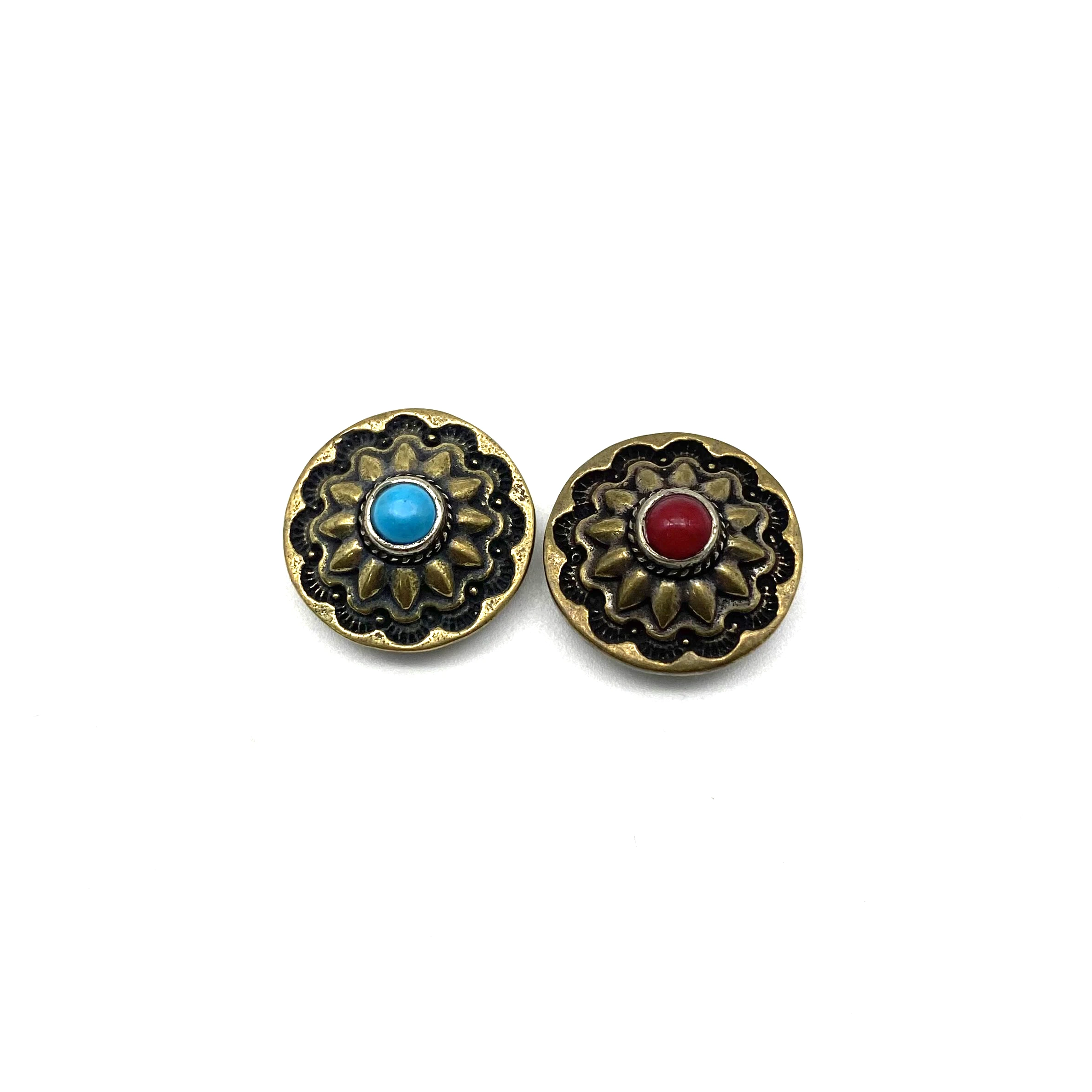 Baroque Style Turquoise Concho Rivets Screw Back Button For Leather Crafting Decoration