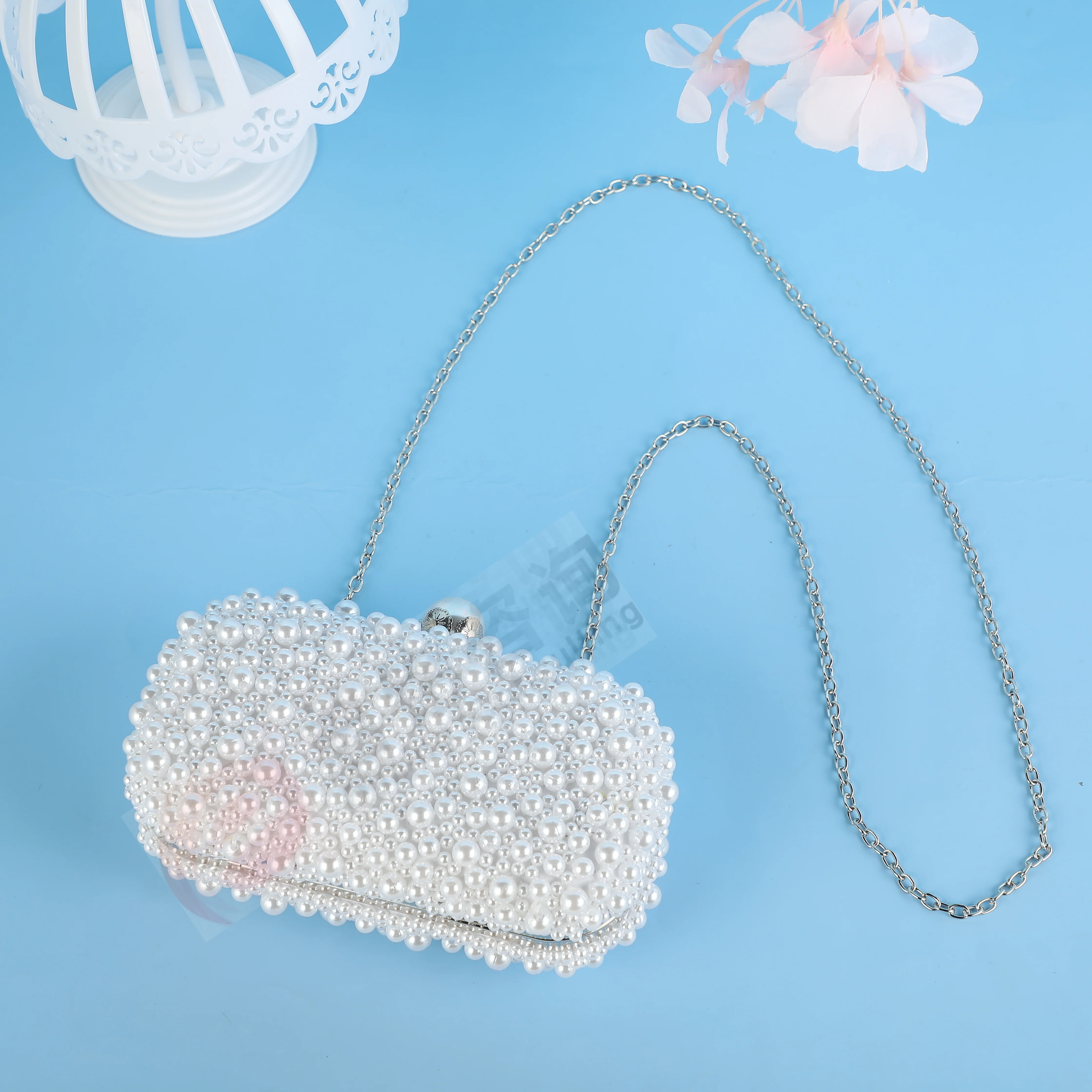 Full embroidery Beaded Evening Bag Pearls Handbag for Wedding Party Prom Women Pearl Beads Crystal Elegant Clutch Shoulder bag