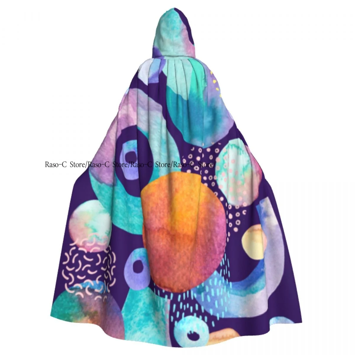 Hooded Cloak Unisex Cloak with Hood Geometric Shapes Circles Grunge Elements Cloak Vampire Witch Cape Cosplay Costume