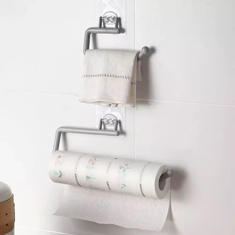 

Multifunction Tissue Holder Hanging Toilet Roll Paper Towel Holder Rack Kitchen Bathroom Cabinet Door Towel Hook Organizer