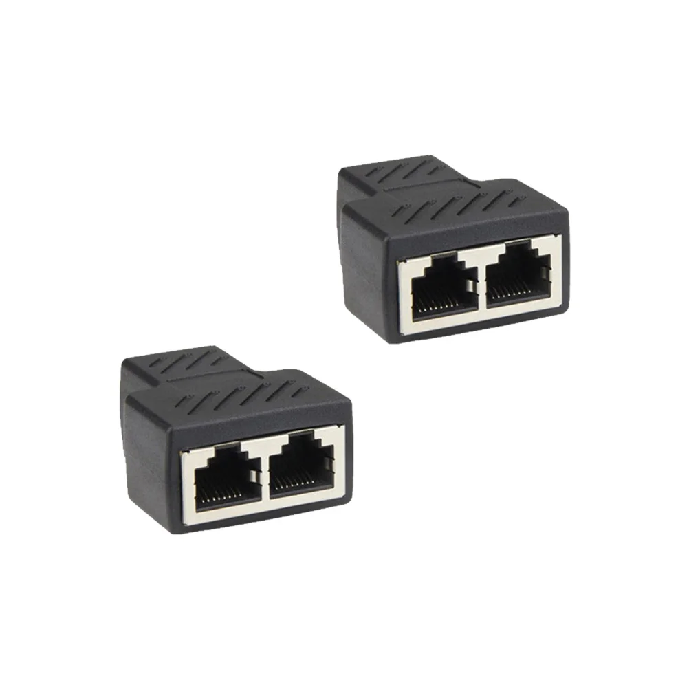 2 uds conector de Cable de red conector divisor conector de red negro conector de red doméstico conector práctico