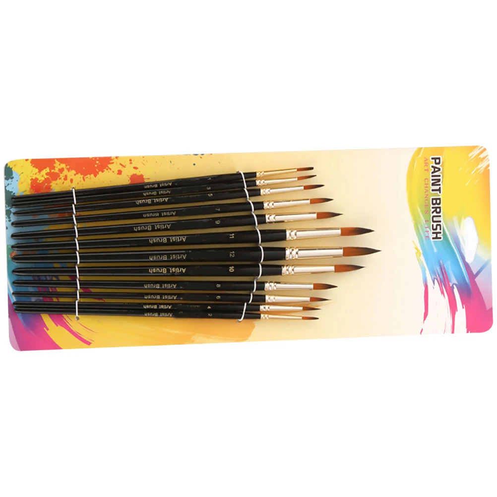 

12 Pcs Two Color Nylon Painting Brushes Set Durable Watercolor Oil Paintbrush Lightweight Portable Supplies Gifts