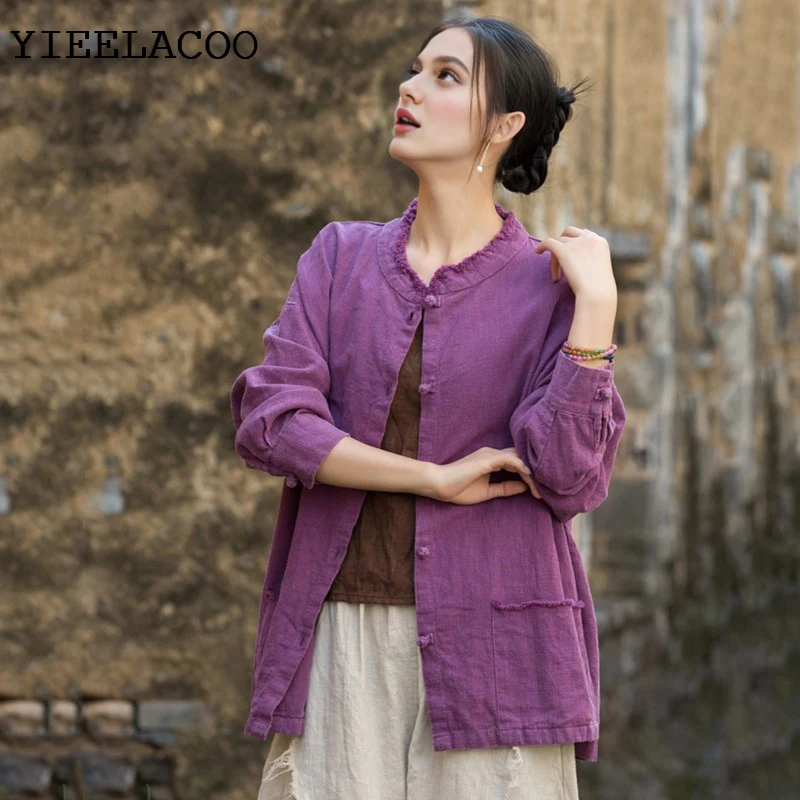 

Фиолетовая женская куртка, повседневная универсальная верхняя одежда на осень/зиму 2026, новая матовая верхняя одежда ручной работы на пуговицах