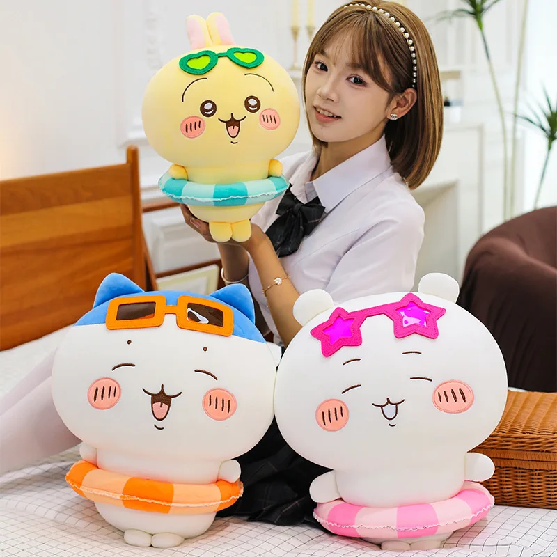 New Chiikawa Swimming Circle Plush Toy Kawaii Usagi Hachiware Sofa Pillow Ins Korean Cartoon Anime Friend Birthday Gift