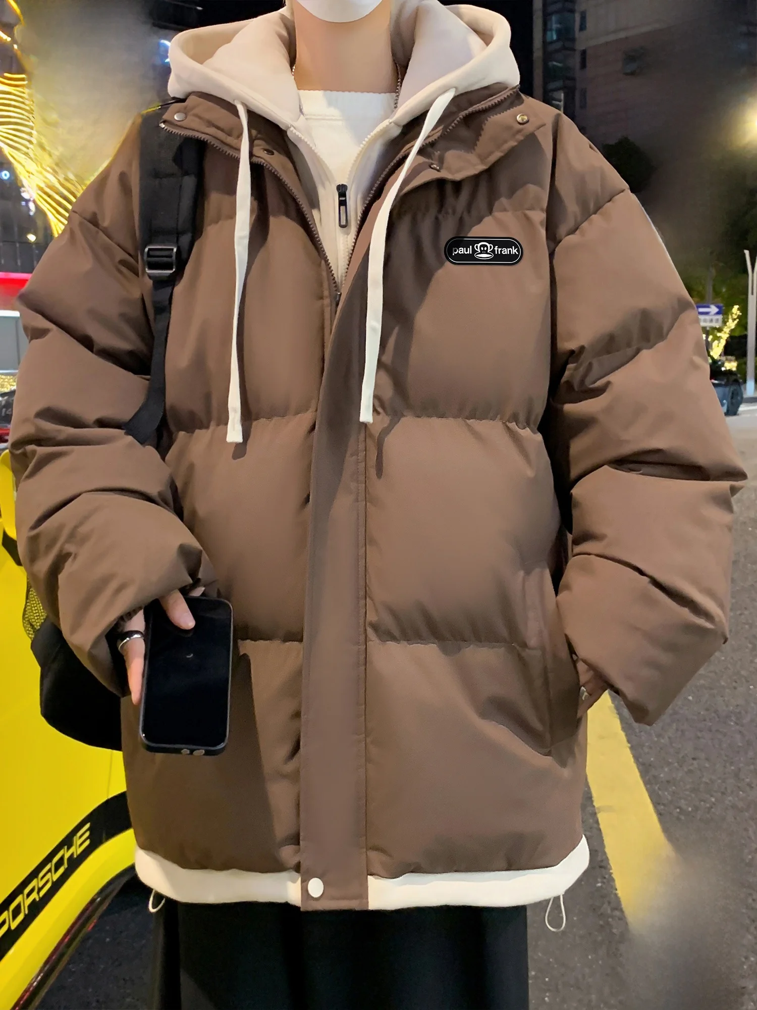 

Зимняя утепленная куртка Paul Frank для мужчин, хлопковое пальто с капюшоном, парная верхняя одежда, молодежная модная теплая куртка из полиэстера на молнии