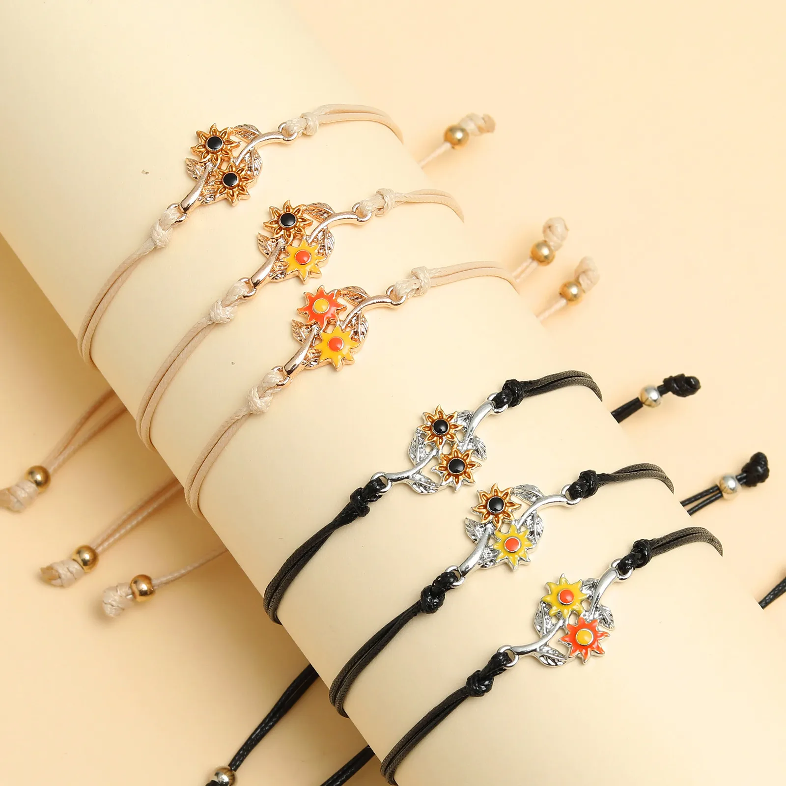 Simple And Versatile Women's Octagon Alloy Colorful Oil Dropping Hand Knitted Hand Rope Gift Wholesale