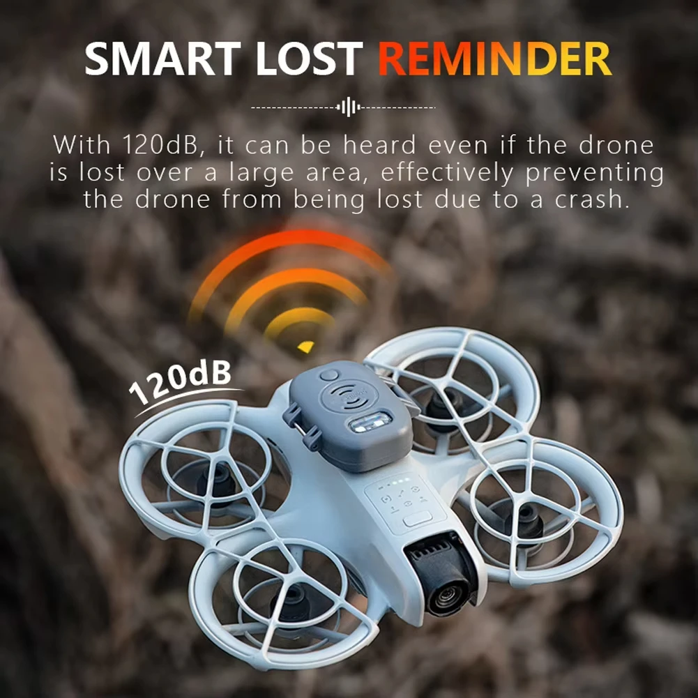 Drone Alert Tracker for DJI Neo 120dB Loud Buzzer Locator with LED Light Anti Lost Theft Alert GPS Positioning System Accessory