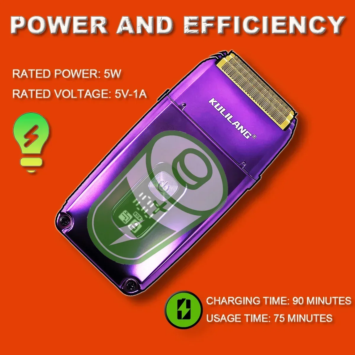 KULILANG R11F-Afeitadora de pelo eléctrica con gradiente de cabeza de aceite profesional púrpura, cuchillo chapado en titanio, recortador de peluquería de red para hombres