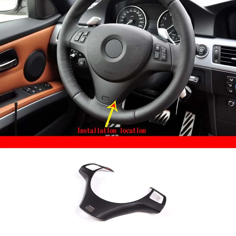 For 2005-2012 BMW 3 series E90 E92 ABS sub-black car styling steering wheel decorative cover sticker car interior accessories