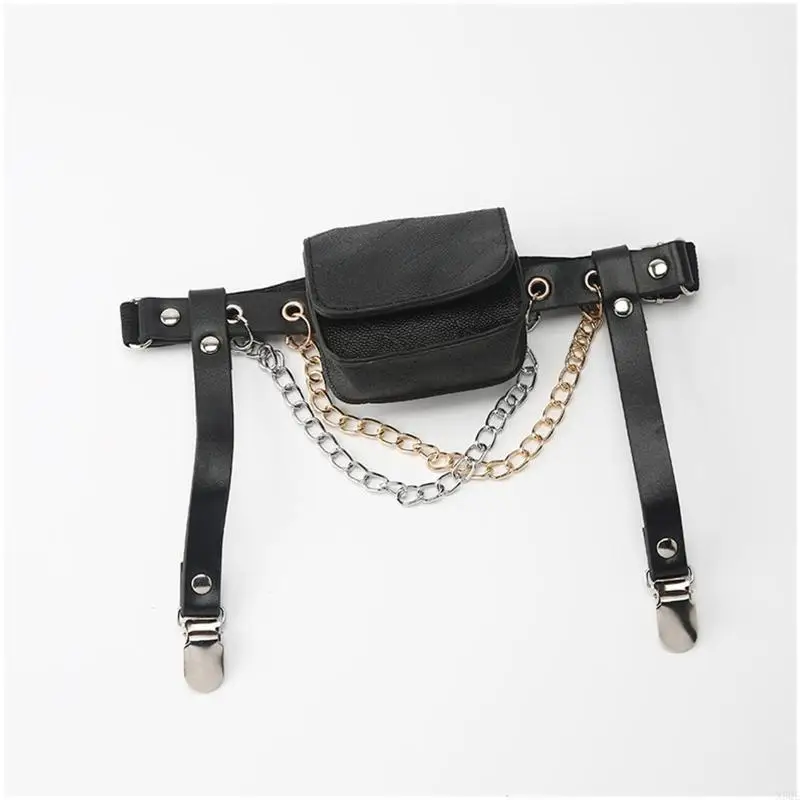 

Эластичный ремень с подвязками из искусственной кожи для ног с сумкой для хранения, готическая цепочка на бедро