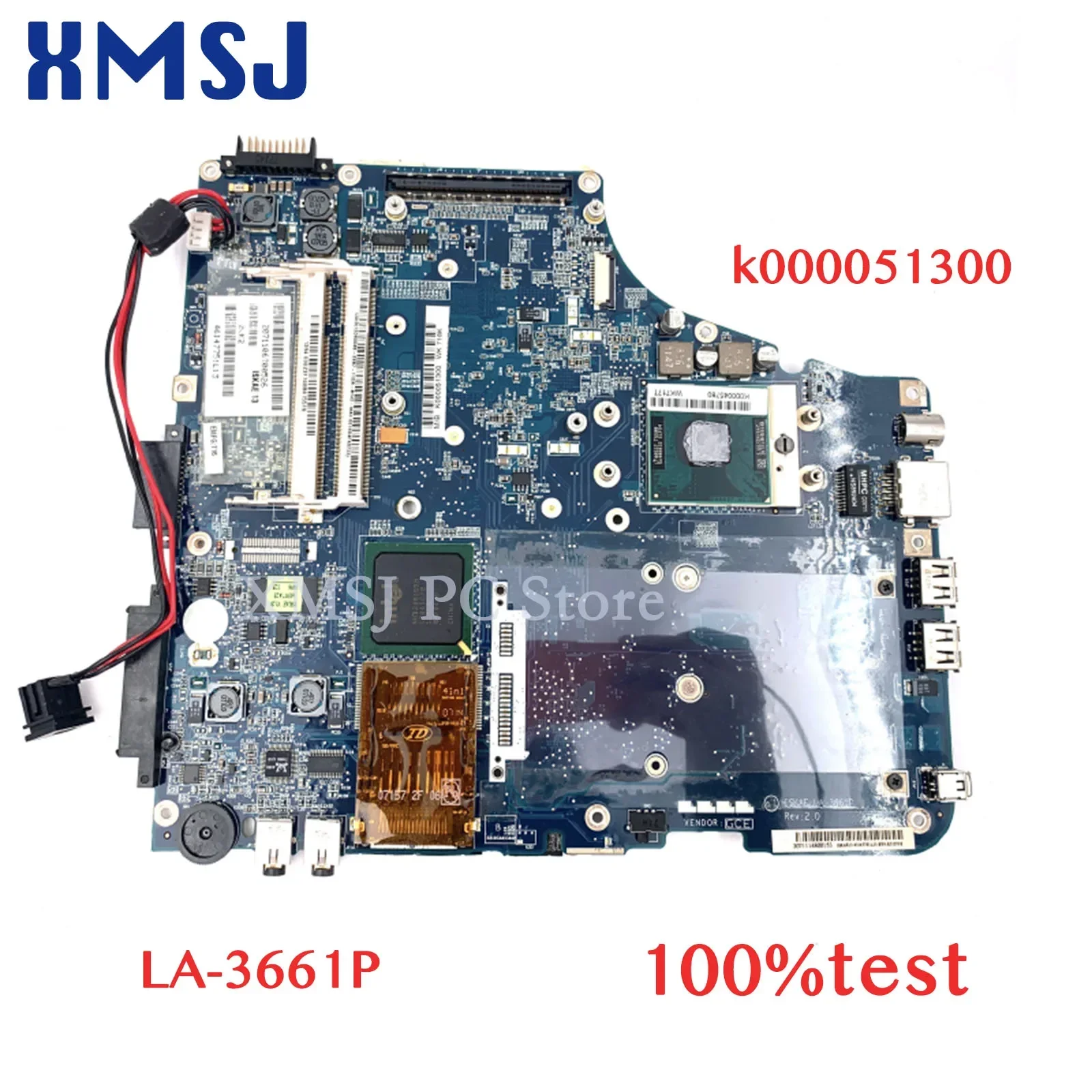 

XMSJ For Toshiba A200 A205 K000051300 La-3661P Laptop Motherboard Main Board Free CPU With GPU Slot Full Test