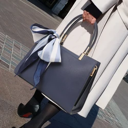 New Women's Fashionable Handbag Versatile Commuting Luxury Feel Cowhide Ribbon Single Shoulder Crossbody Bag