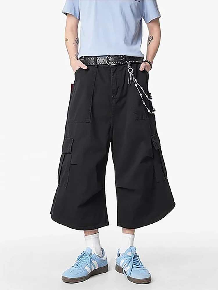 

Straight Wide Legs Seven-Inch Shorts Men's Paratrooper Pants Summer Multiple Pockets Work Pants New Y2K Baggy Mens Cargo Shorts