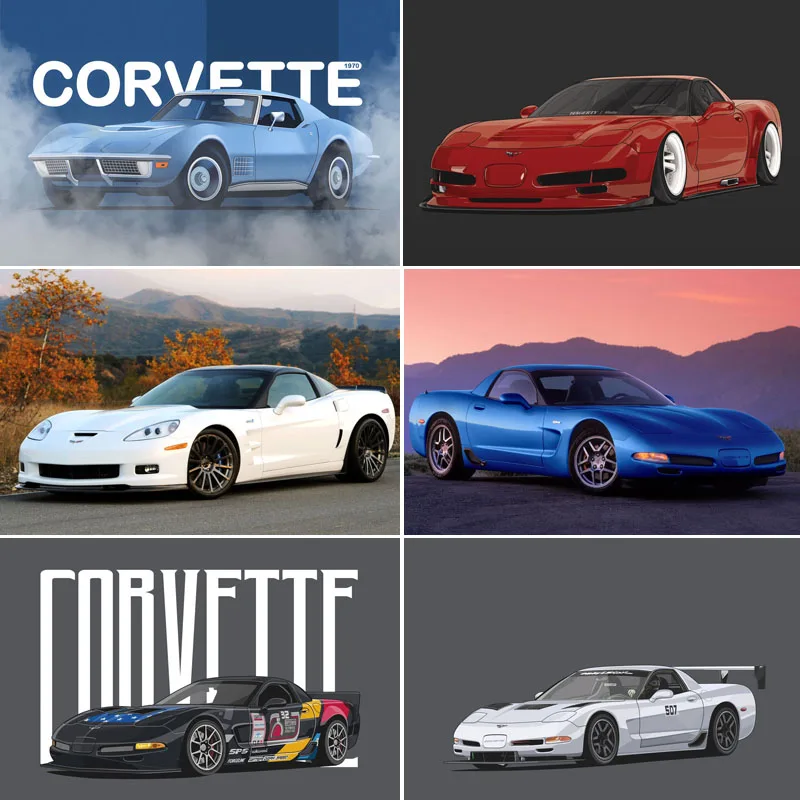 Corvette C5 Black Car Classic Car Retro Metal Poster Sign Garage Club Custom Wall Decor Tin Room Decor Home Decor