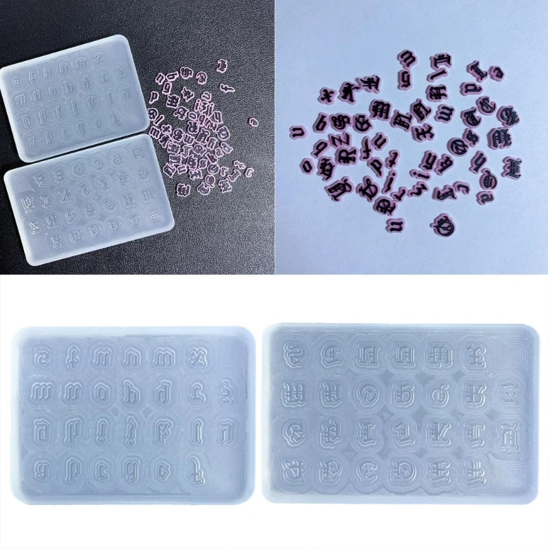 R3MC Goth Alphabet Pendant Resin Silicone Mold Jewelry Making Tools Nail Art Crafts