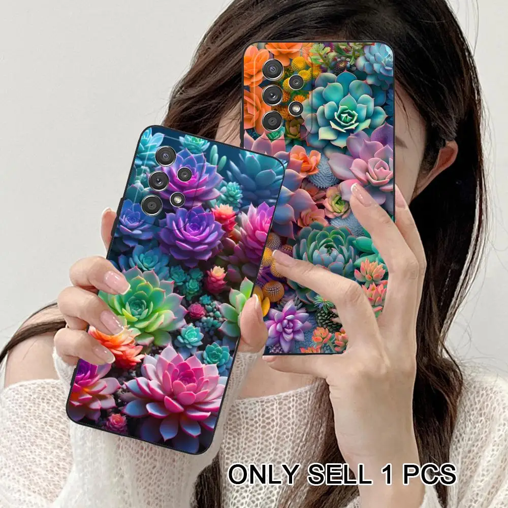 Succulent Phone Case for Samsung Galaxy A57 56 55 54 53 52 51 37 36 35 34 33 32 31 5G Soft TPU Shockproof Cover
