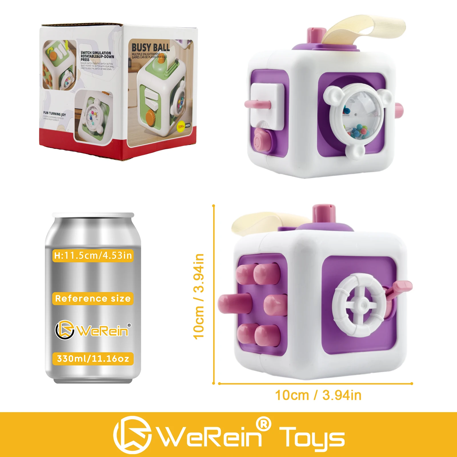 6-in-1 マルチカラー ビジーボール インタラクティブおもちゃ 手と目の協調と論理的思考 男の子/女の子の赤ちゃんへのクリスマスプレゼント