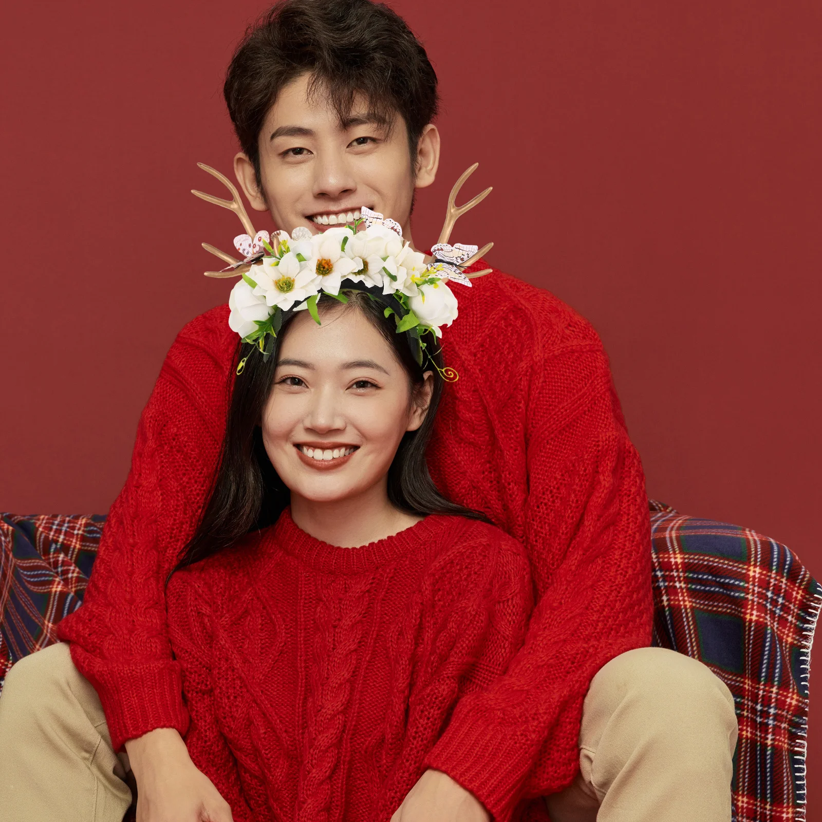 أنيق الغزلان قرن الوعل عقال الأزهار فراشة ديكور الرنة غطاء الرأس حفلة لصالح عيد الميلاد هالوين تأثيري التبعي