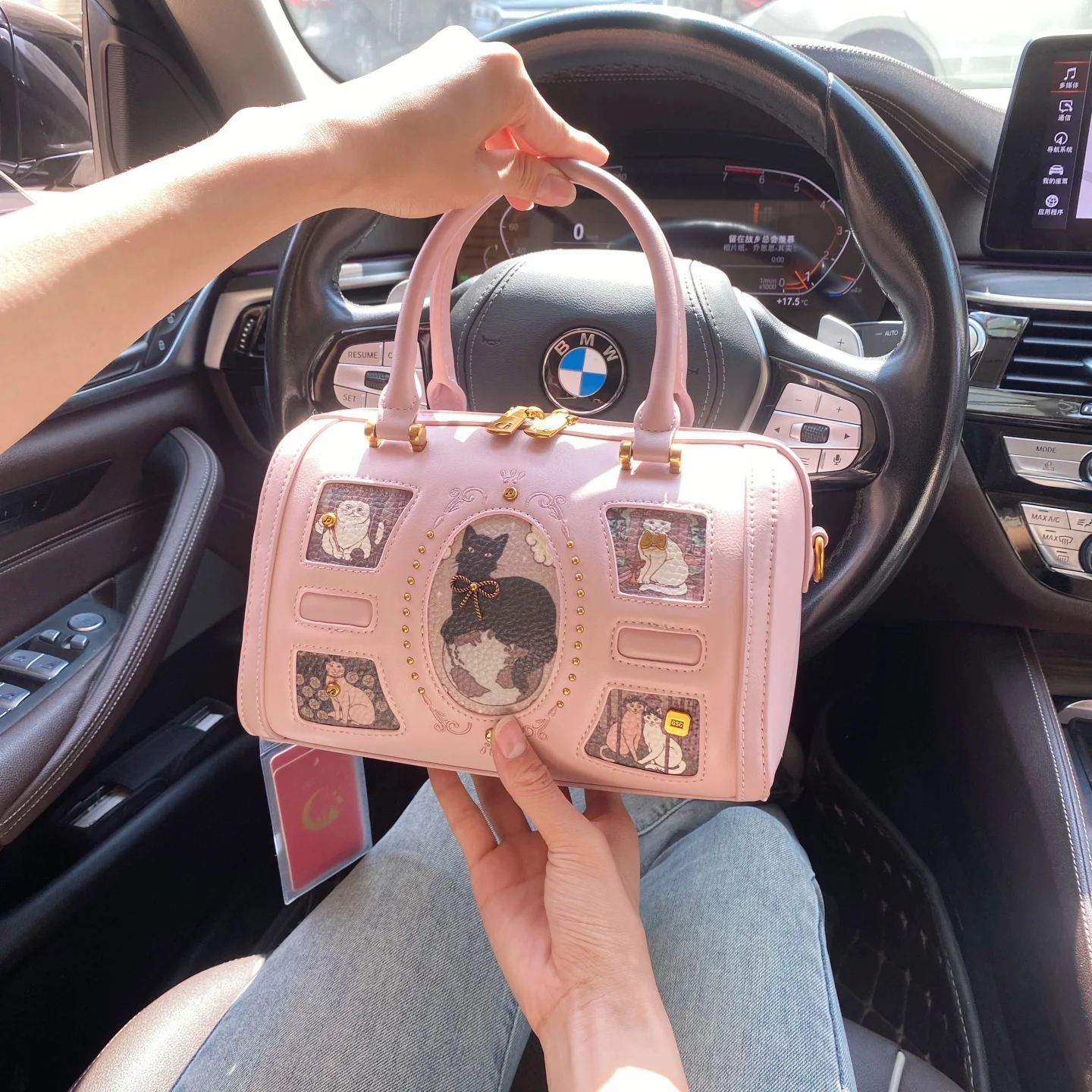 

Luxury and Popular Handheld Boston Bag with Delicate Cat Pattern and Premium Metal Rivet 2026 Women's Newly Trendy Crossbody Bag