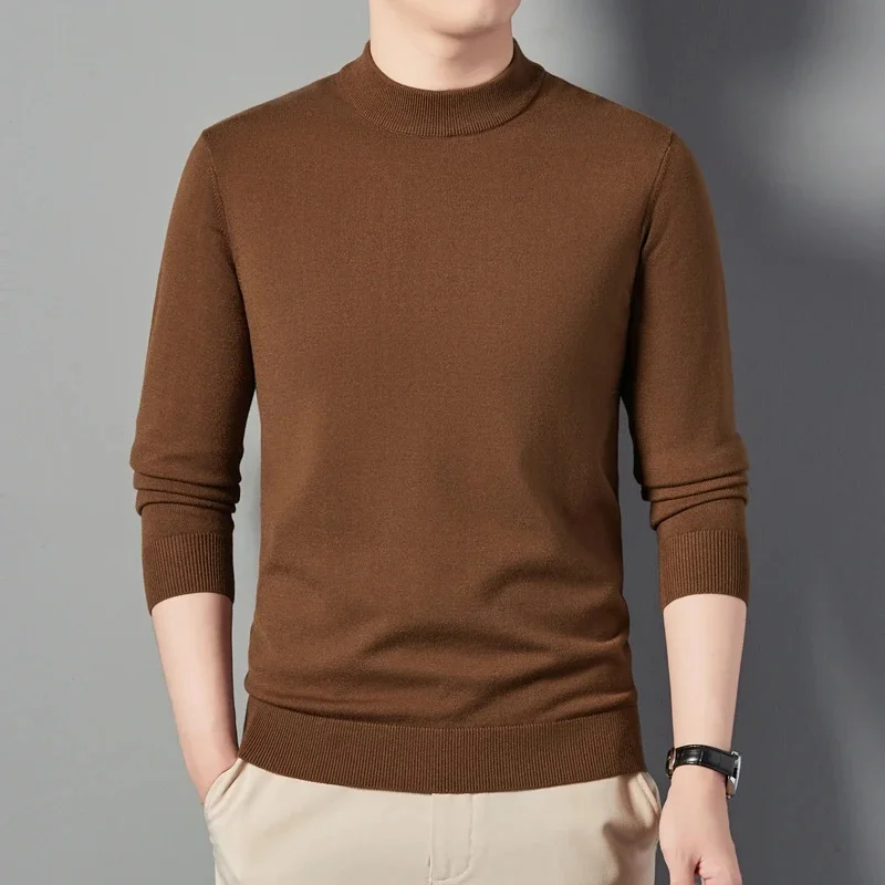 

Autumn 2024 and Winter New Men's Sweater Anti-Pilling Half Turtleneck Thickened Warm Solid Color Fashion Simple Pullover