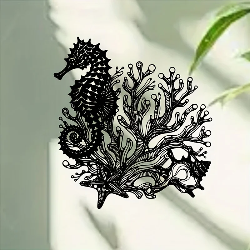 Metal Wall Art Seahorse Rustic Nautical Iron Rustic Hanging Sculpture for Seaside Villa Coastal Beach Home Decor Gift
