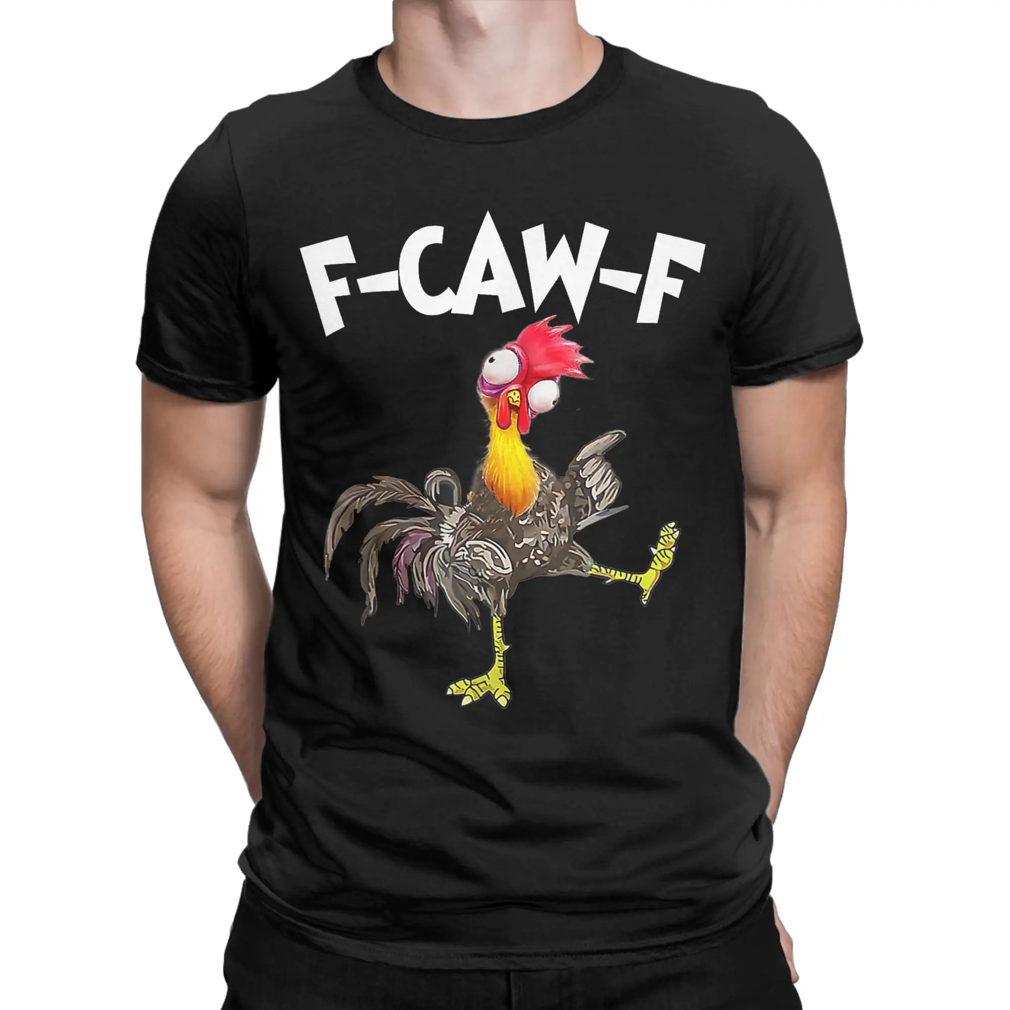

Funny F-Caw-F Chicken T-Shirt Men Creative Pure Cotton Tee Shirt Round Neck Short Sleeve T Shirts Plus Size Tops