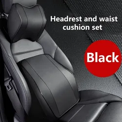 Soft Memory Foam Neck Support Headrest Lumbar Back Car Pillow Seat Headrest for Driving Relax 100% Soft Memory Foam,Pu Leather