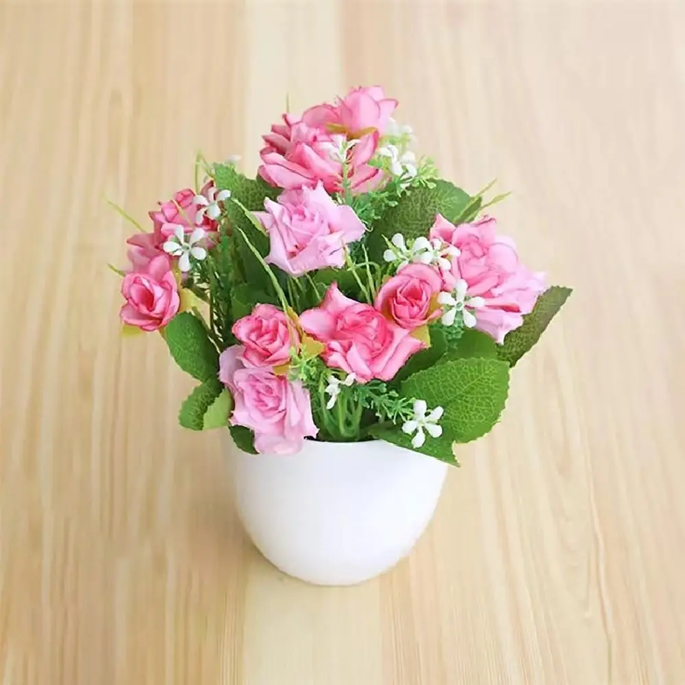 with Pot Artificial Potted Plants Flower Arrangement Easy Care Garden Artificial Plant Plastic Adding Vitality