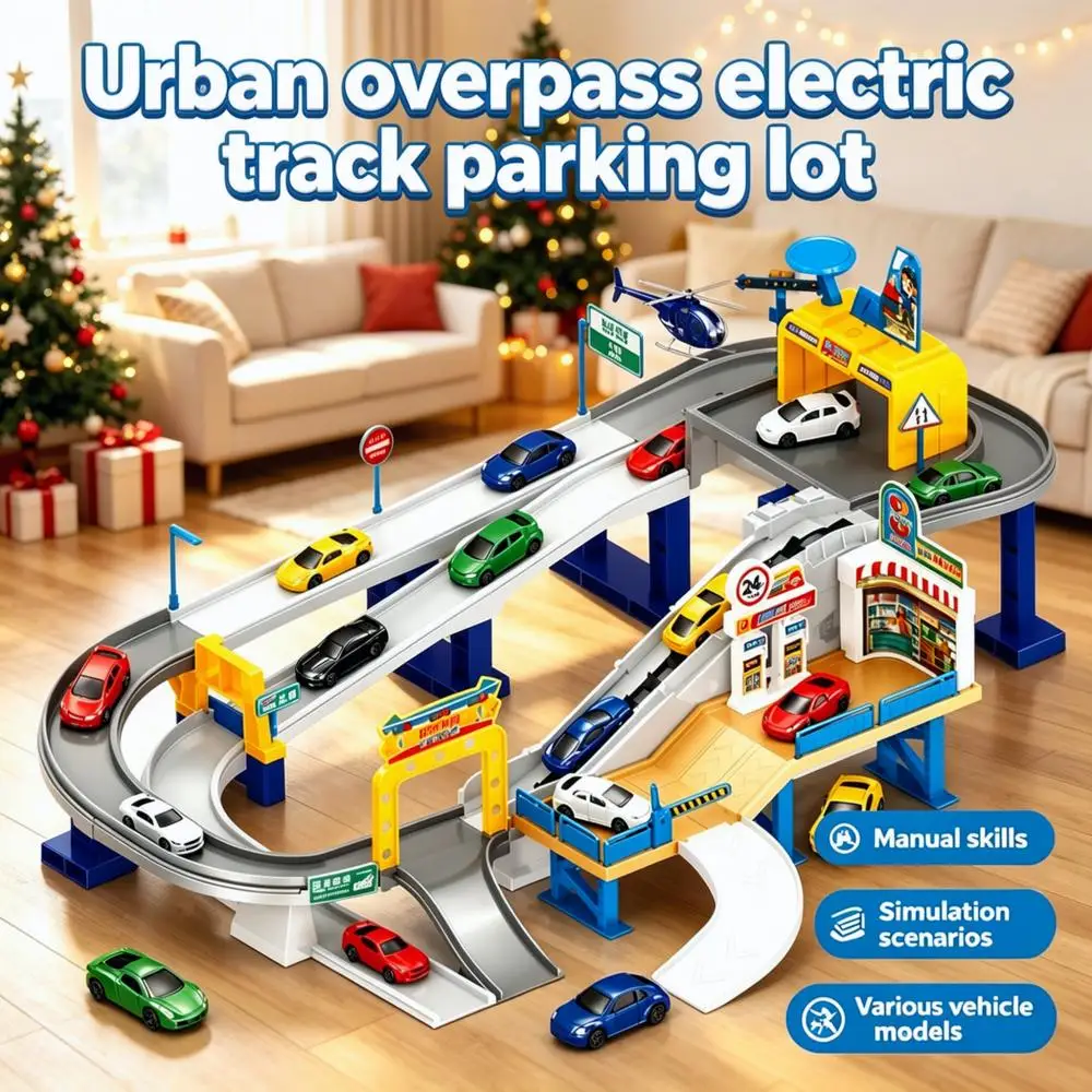 Oversized Circular City Electric Track Parking Lot Complete Playset Durable Family Interactive Game Toy Perfect Birthday Gift
