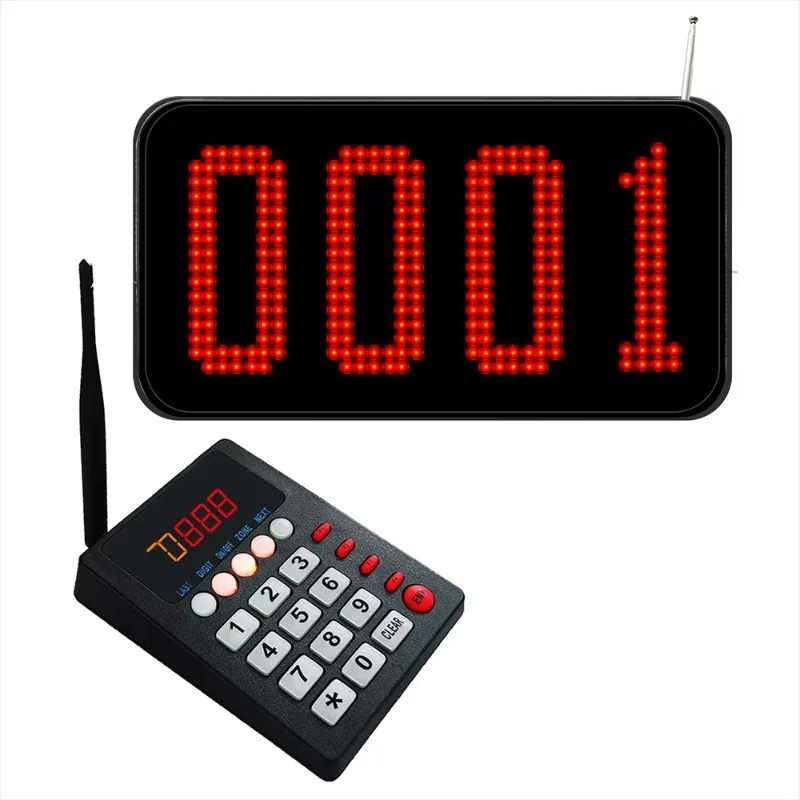 Number Calling System Wireless Queue Calling System Restaurant 4-digit Number Screen Wireless Keyboard Calling for Bank