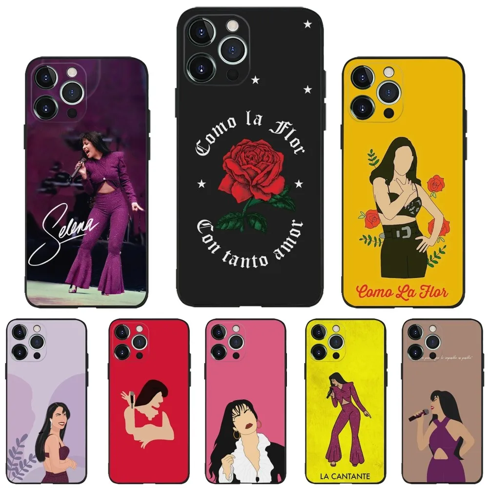 S-Selena Quintanilla Singer Phone Case For iPhone 16,15,14,13,12,11,Plus,Pro Max,XS,X,XR,SE,Mini,8,7 Soft Silicone Black Cover