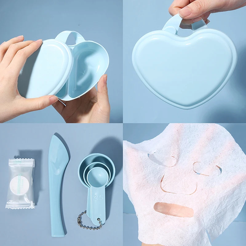 1 Set DIY Heart Shape Face Mask Mixing Bowl Set Mask Brush Mixing Stick Spoon Facial Skin Care Mask Tools Kit Beauty Supplies