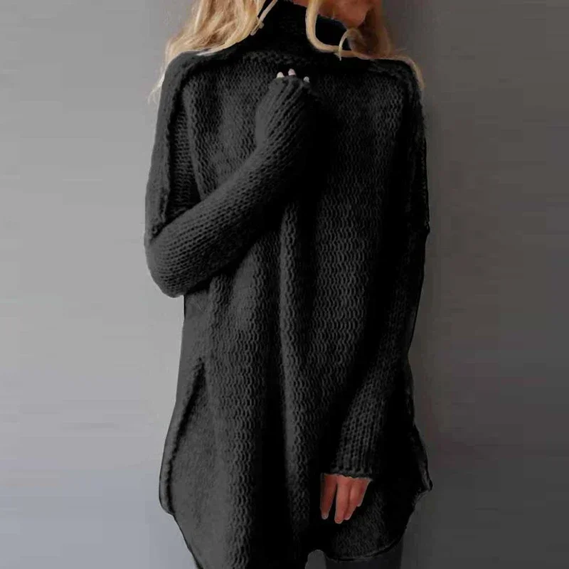 Turtleneck Jumper Women Autumn Spring Knitted Loose Winter Long Sleeve Sweater Pullover Casual Simple Basic Jumpers Long Sweater