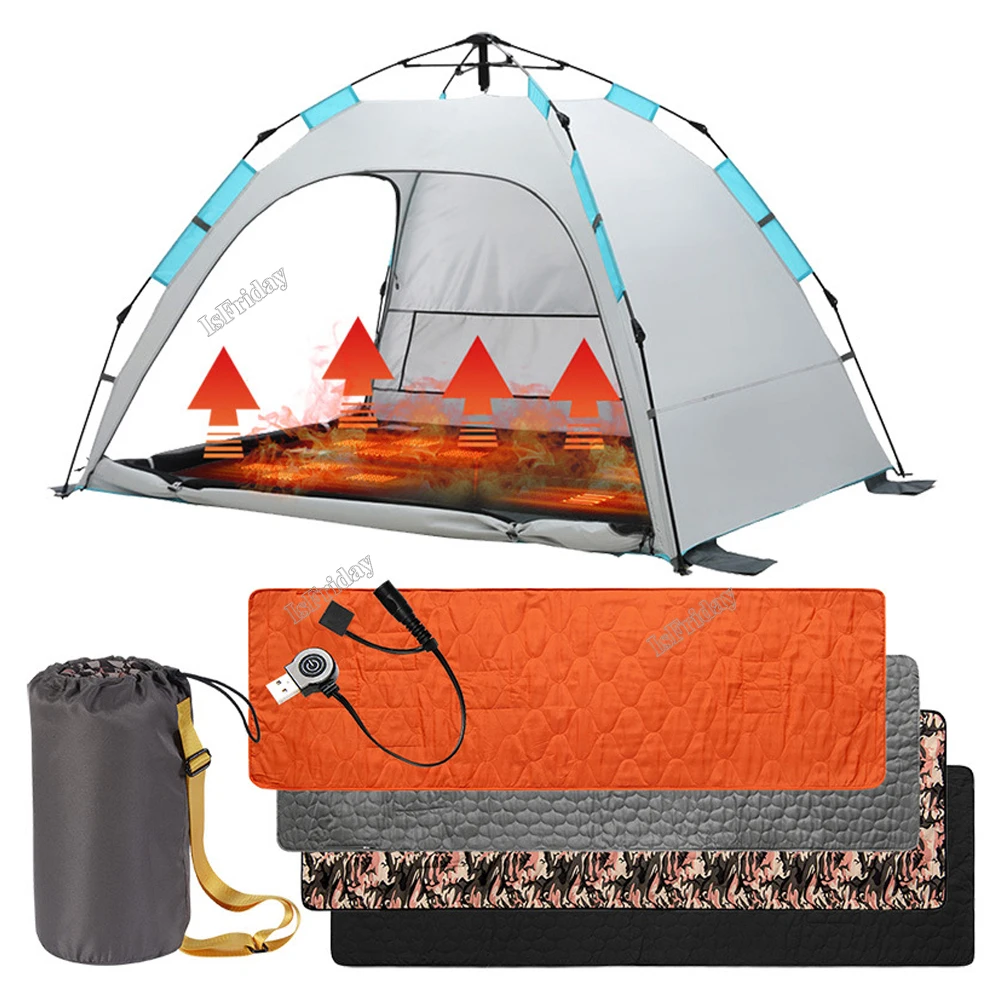 Imagem -05 - Outdoor Usb Heating Dormiring Mat Temperatura Ajustável Almofada Elétrica Aquecida para Barraca de Acampamento 198x61cm Zonas de Aquecimento