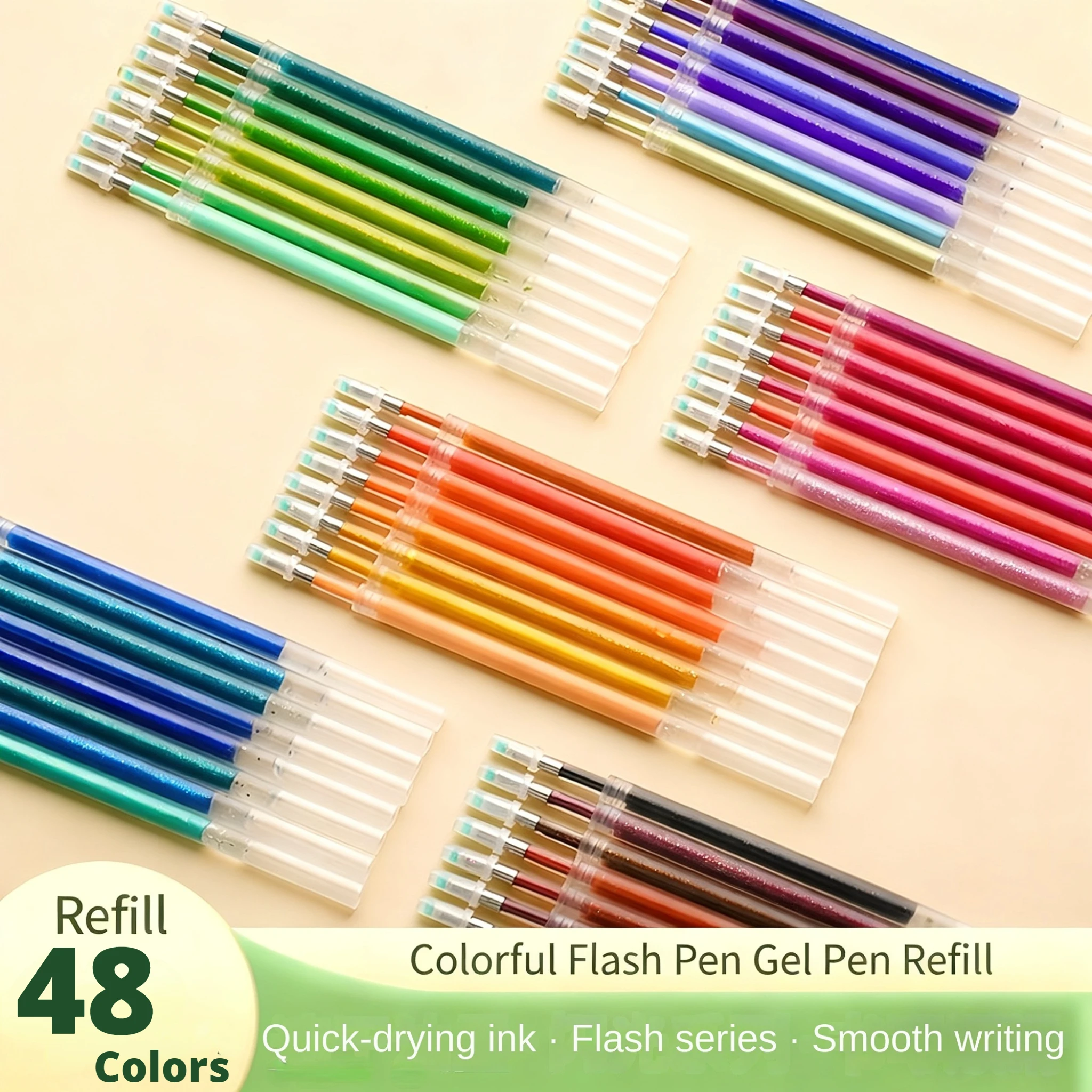 أقلام جل لامعة 48 لونًا، أقلام جل لامية لامعة نابضة بالحياة للتلوين، أقلام جل ملونة لكتب التلوين والكبار والرسم