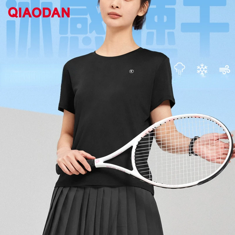 

QIAODAN T-shirts for Women 2024 New Breathable Comfortable Loose Lightweight Trainer Sweat Absorption Running Tops XHS22241323