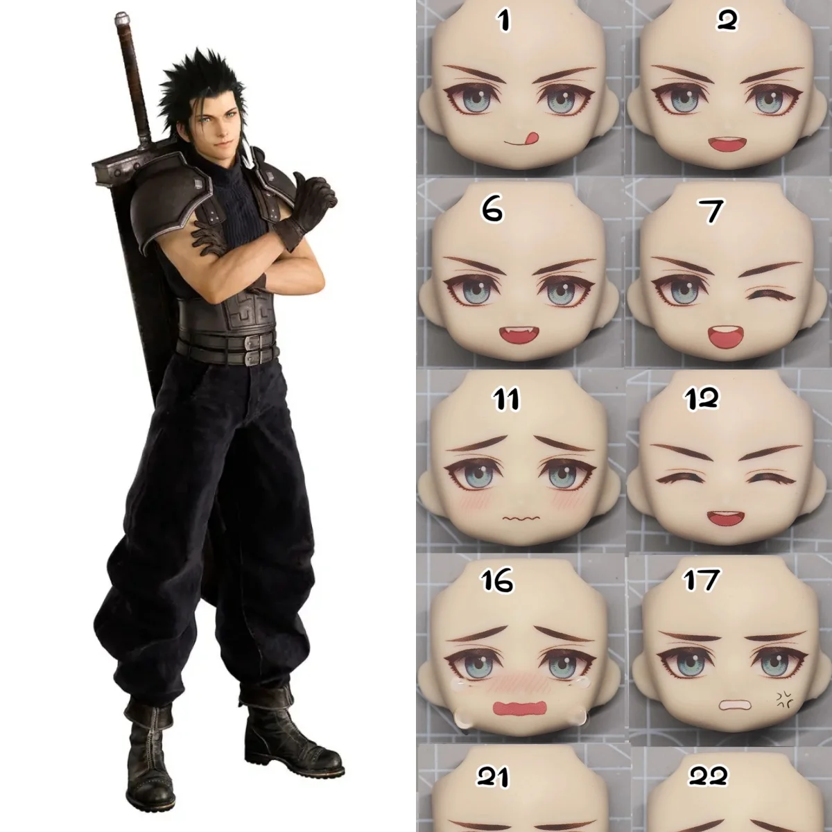 Zack Fair ザックス·フエア Ob11 Face Doll Handmade Water Sticker Faceplate  Game Cosplay Toy Accessories