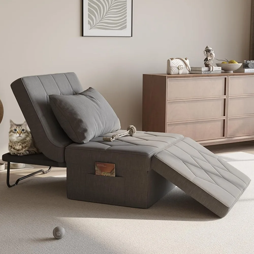 أريكة سرير قابلة للتحويل بمسند ظهر مكون من 5 مستويات قابلة للتعديل، كرسي نوم عثماني عريض 74 عميق × 28، سرير فوتون فردي حديث لـ C #5