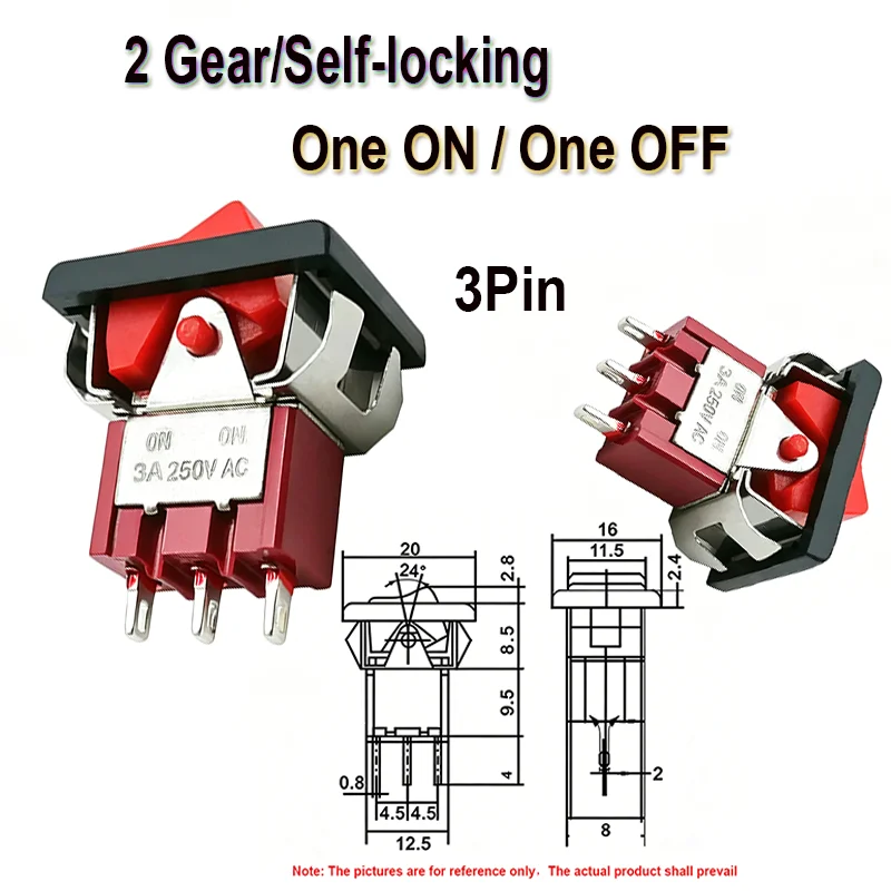 1Pcs Red KNX202-J ON-ON Small Rocker Switch Ship Type Switch 3A 250VAC/5A 125VAC Mini Power Button Toggle Rocker Switch