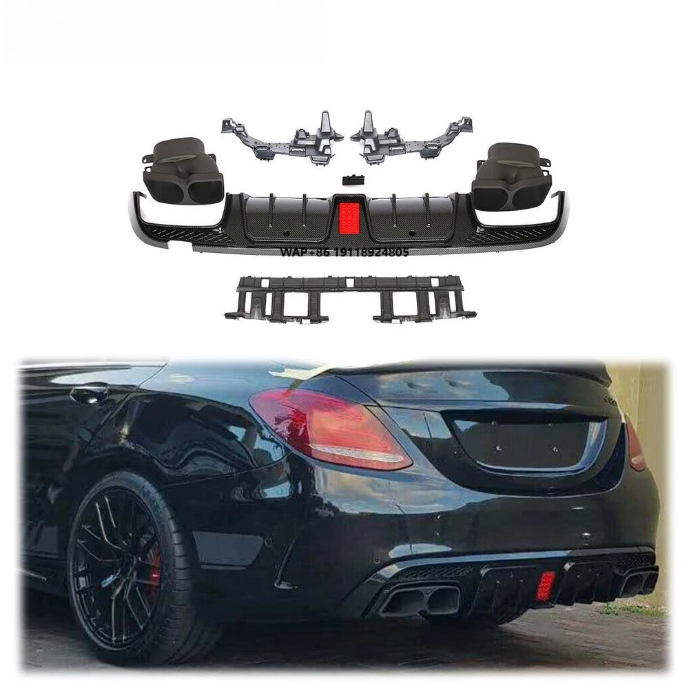 

Fit for Benz W205 C43 C63 14-19 Rear Bumper Diffuser Tail Muffler Tip Carbon Fiber Look