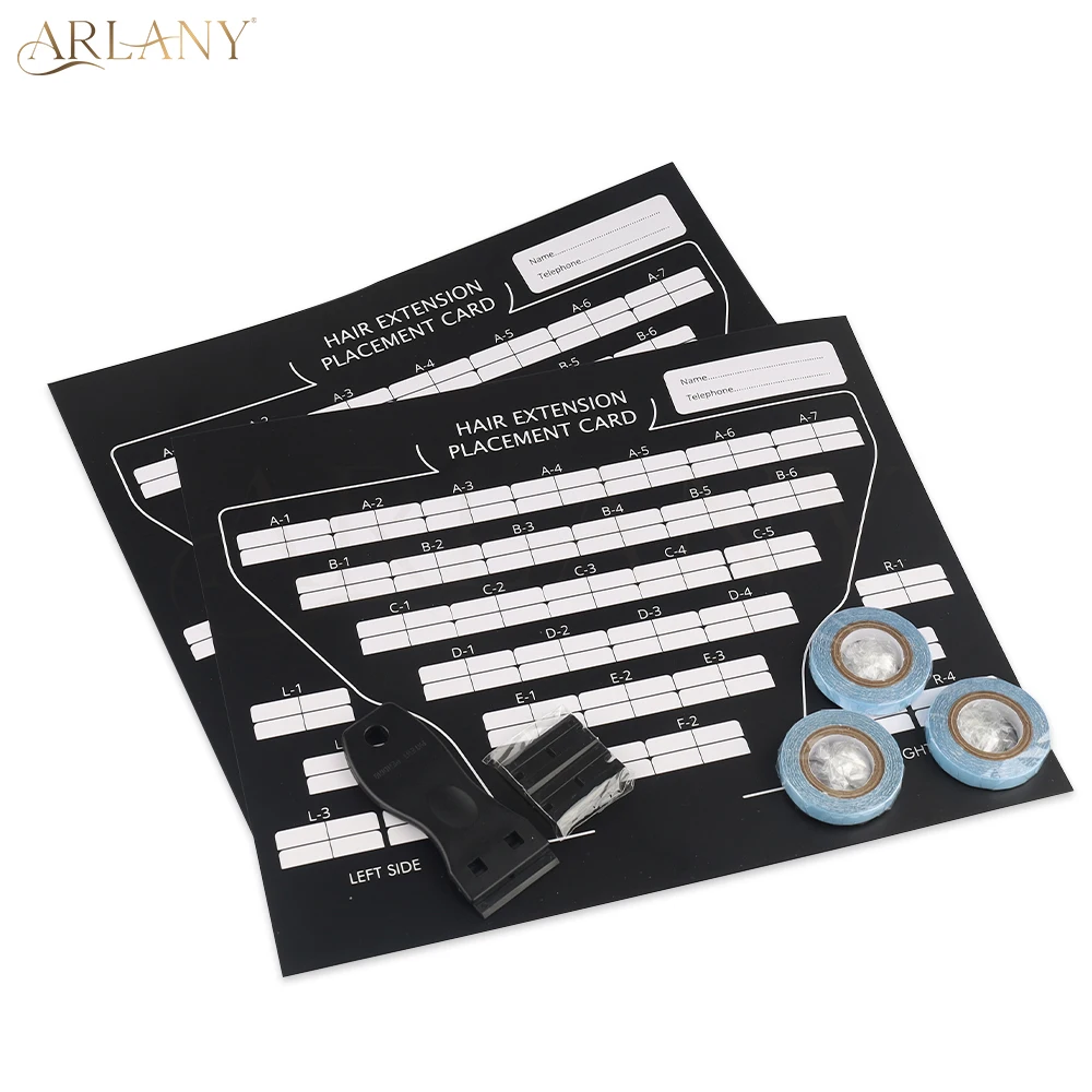 

ARLANY Hair Extension Tool Kit Paper Card Placement Board 3yard Roll Double-sided Hair Extension Tapes Correction Board Kit