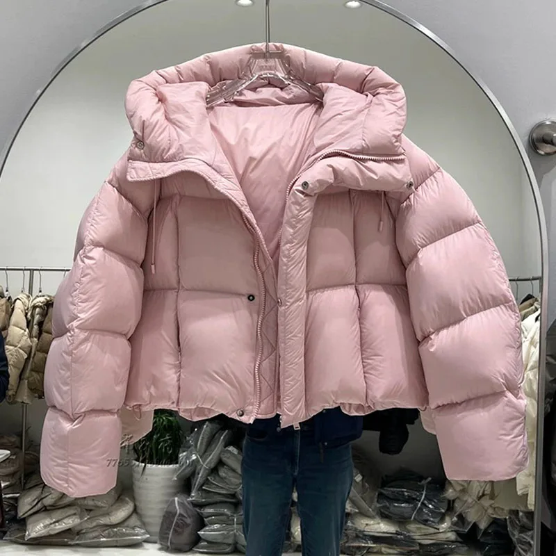 2025年冬新作 韓国風 レディース 超軽量 パフダウンジャケット フード付き 暖かい ホワイトダックダウン ブレッドジャケット