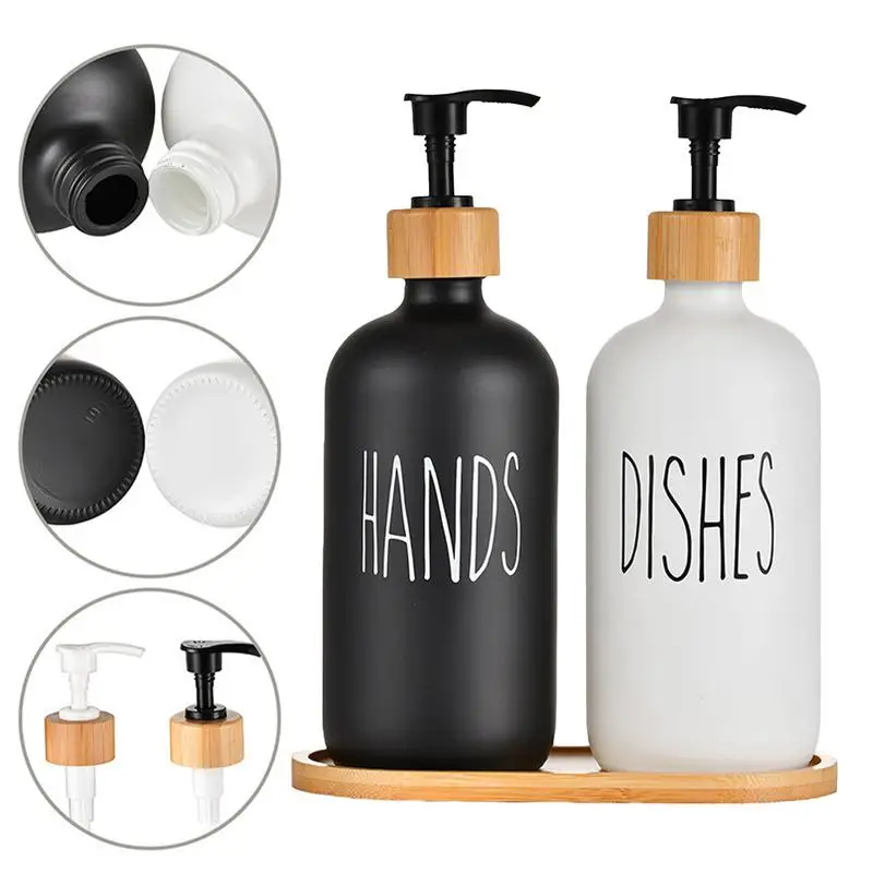 Soap And Lotion Dispenser 500ml Capacity Hand Wash Dispenser 2pcs Waterproof Liquid Hand Soap Dispenser Set For Bathroom