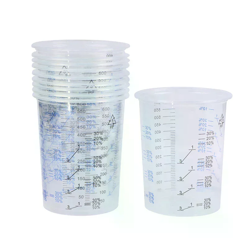 Plastic High Quality for 10pcs Paint Mixing Cup 600ml Pot Calibration Precise Of and Liquid