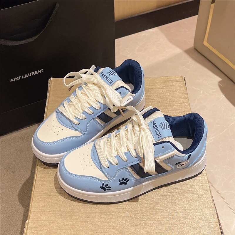 

Оригинальные синие туфли для скейтборда, женские трендовые низкие женские кроссовки для скейтбординга, удобная вулканизированная обувь на шнуровке для женщин, дизайнерская обувь