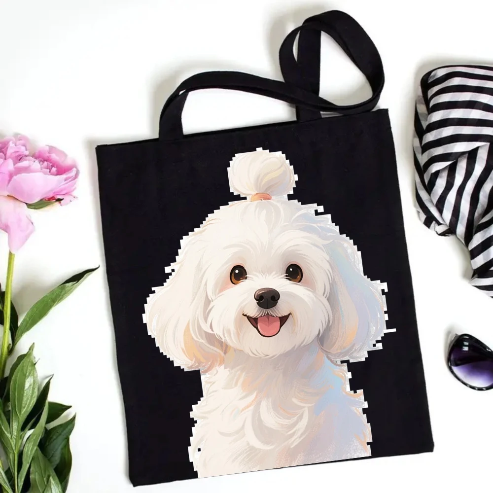 Shoulder Shopper Purse Whimsical Theme Unique Fluffy Animal Pattern Double Long Handles Handbag for Studio Decor Daily Top