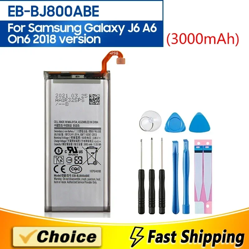 EB-BJ800ABE,Brand New Replacement Phone Batatery+Tool,For Samsung Galaxy J6 A6 On6 2018 version SM-A600F J600 3000mAh